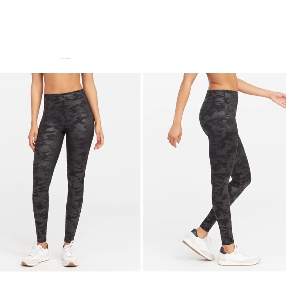 Spanx Faux Camo Leggings Matte Black Small P740